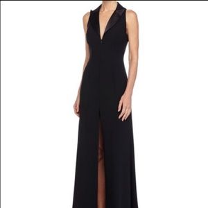 Jill Stuart black gown collar slit front
